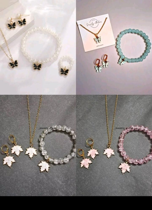 Homemade Bracelet with Locket and Earrings/Different Colors