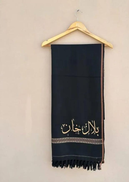 Customized black embroidery shawl