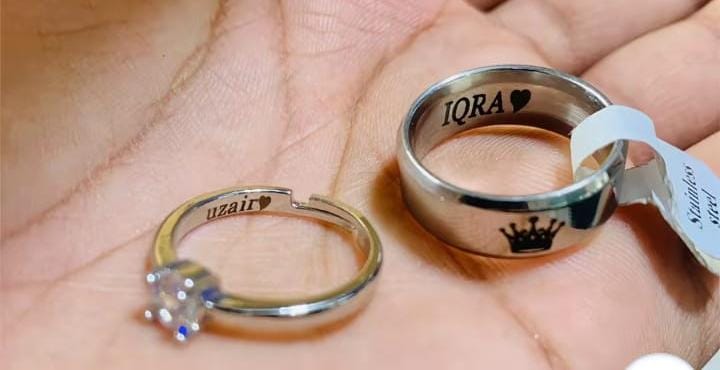 Customized  Hidden Names Couple Ring```